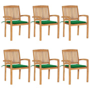 Sedie da Giardino Impilabili con Cuscini 6 pz Massello di Teak cod mxl 51810