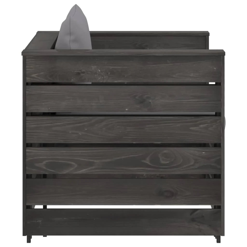 Set di mobili da giardino mobili da esterno 2 pezzi con cuscini legno impregnato grigio 02_0015886