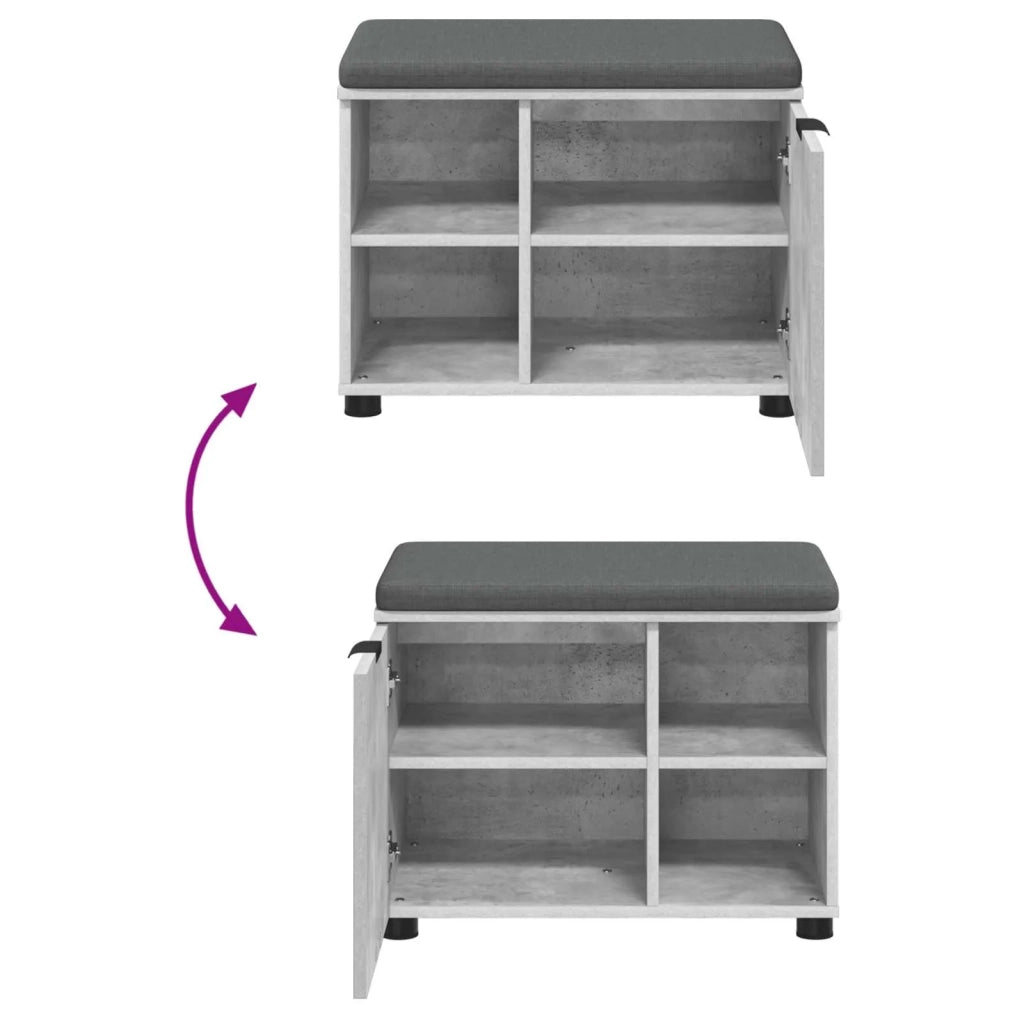 Panca per ingresso con cuscino Grigio Cemento 60 x 38 x 46 cm 891499