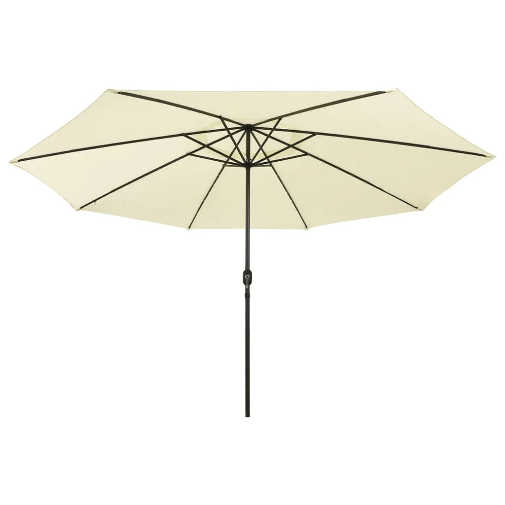 Ombrellone da esterno con LED e palo in metallo 400 cm colore sabbia 02_0008183