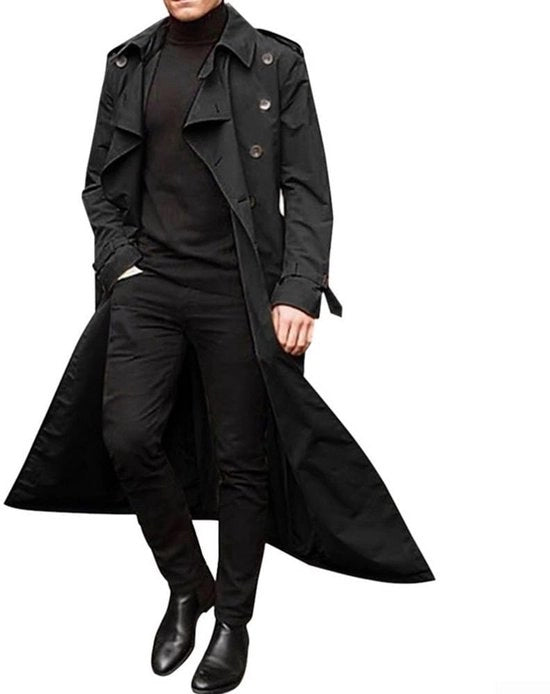 Giubbotto da Trench Uomo Lungo Vintage - Parka - Impermeabile Invernale - Abito Formale/Casuale - 2XL - Materiale Polyester