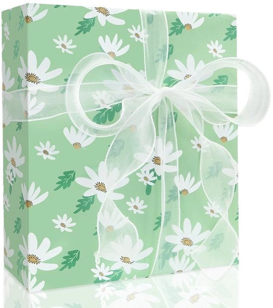 Papier di imballo con fiori di margherita - 4 fogli 50x70cm