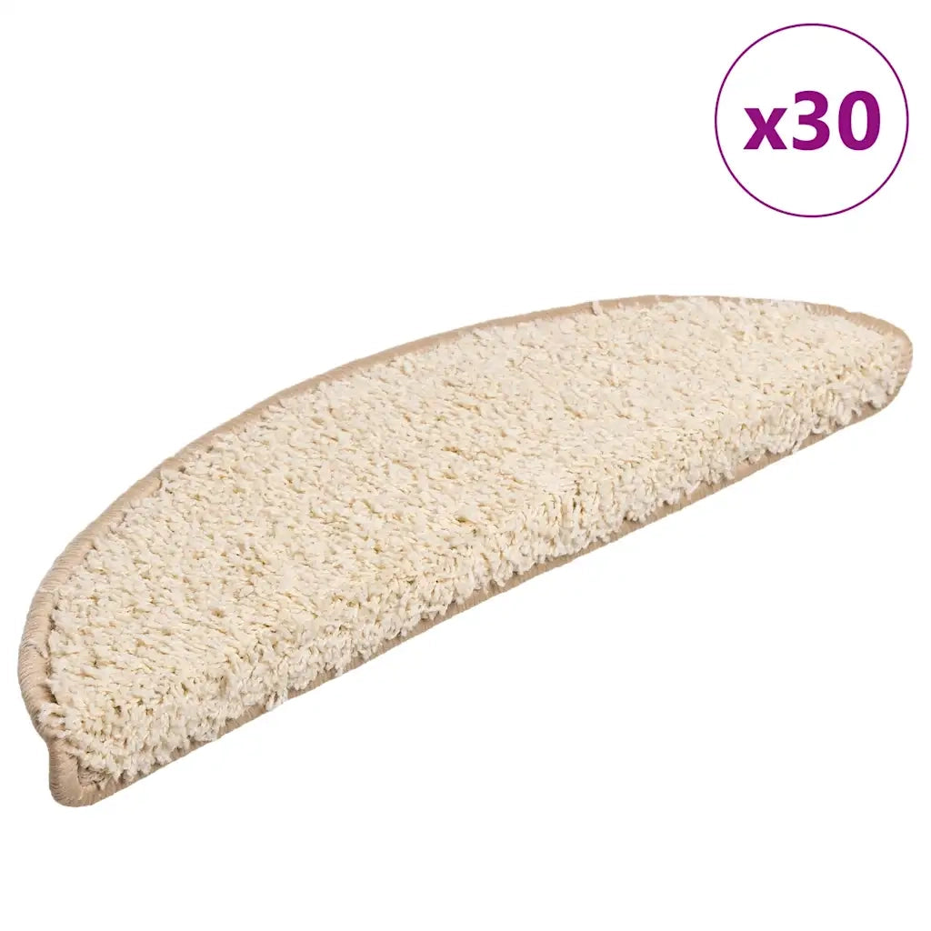 Tappetini per scale 30 pz 56x17x3 cm Crema Semicircolari 3365803