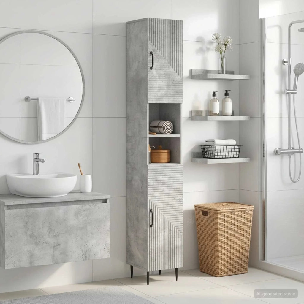 Armadio da Bagno con Ripiano Aperto HAARLEM Grigio Cemento 896818