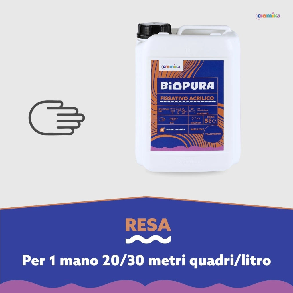 Fissativo isolante acrilico supporti assorbenti diluibile linea biopura cromika *** formato 5 lt, confezione 1