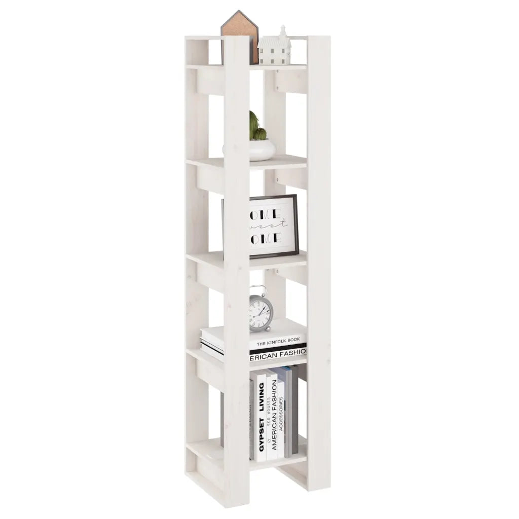 Libreria/Divisorio Bianco 41x35x160cm in Legno Massello di Pino