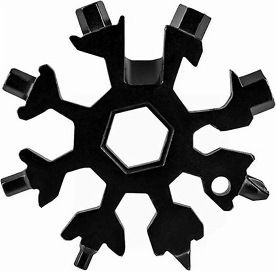 Multitool da neve - 18 in 1, acciaio inossidabile, gadget, campeggio all'aperto, nero.
