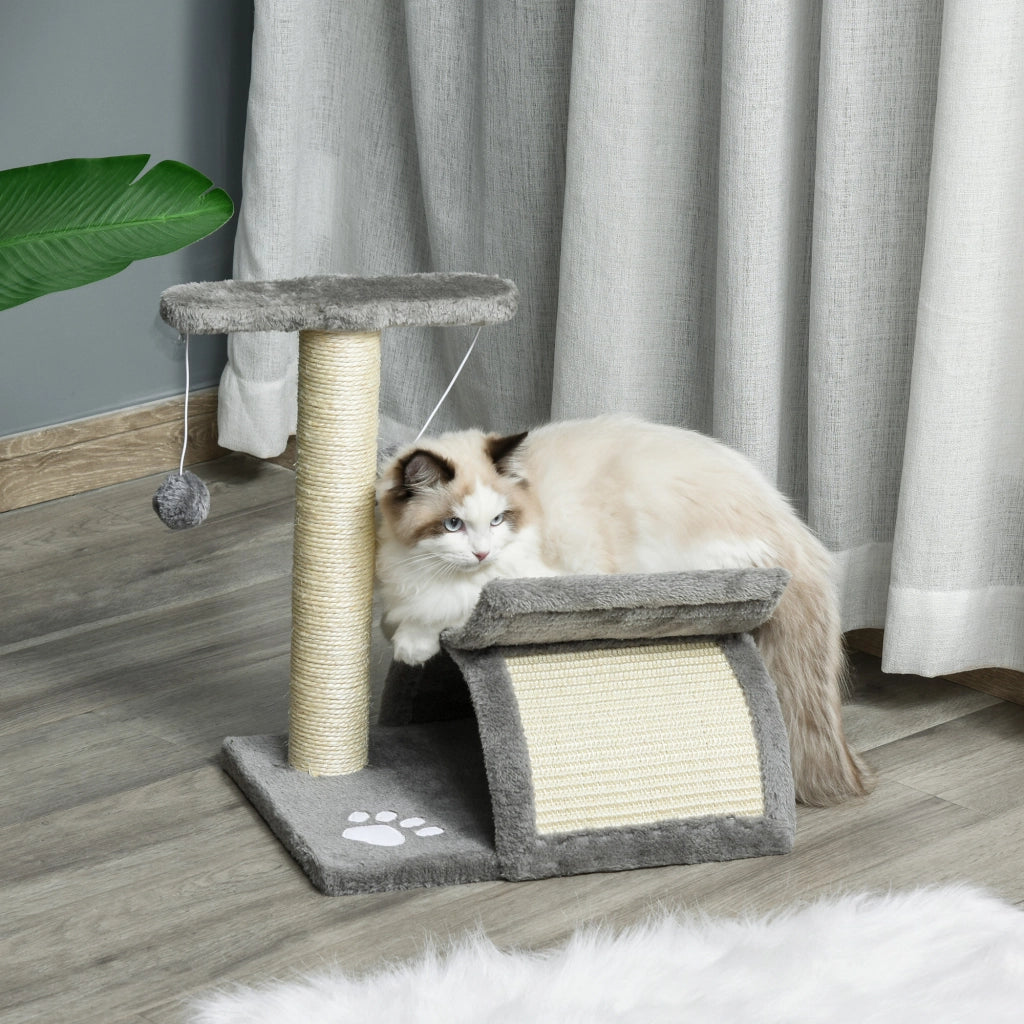 Albero tiragraffi per gatti con tunnel e palla ¨C zephmum ¨C grigio chiaro 43 cm