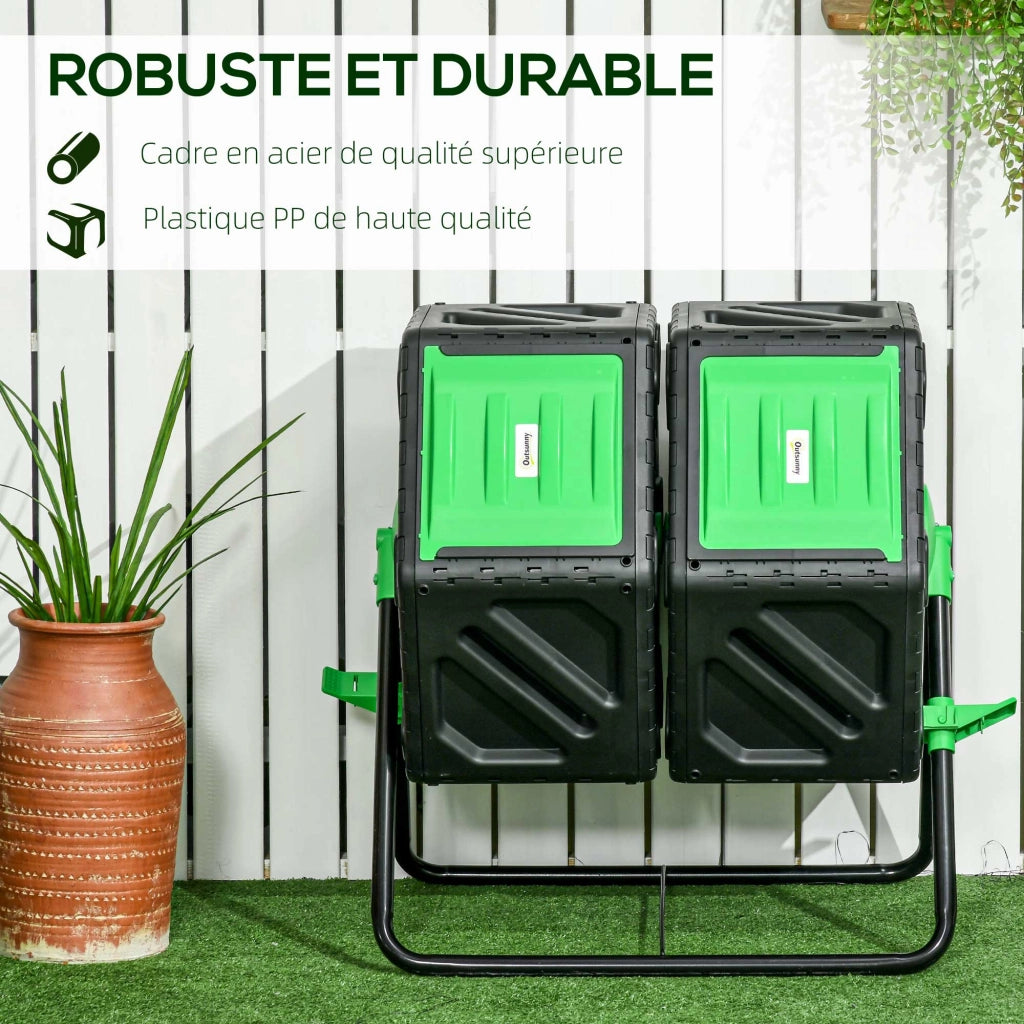 Compostiera Giardino Rotante 360¡ã ¨C zephmum ¨C Nero 130L 67x60x77 cm