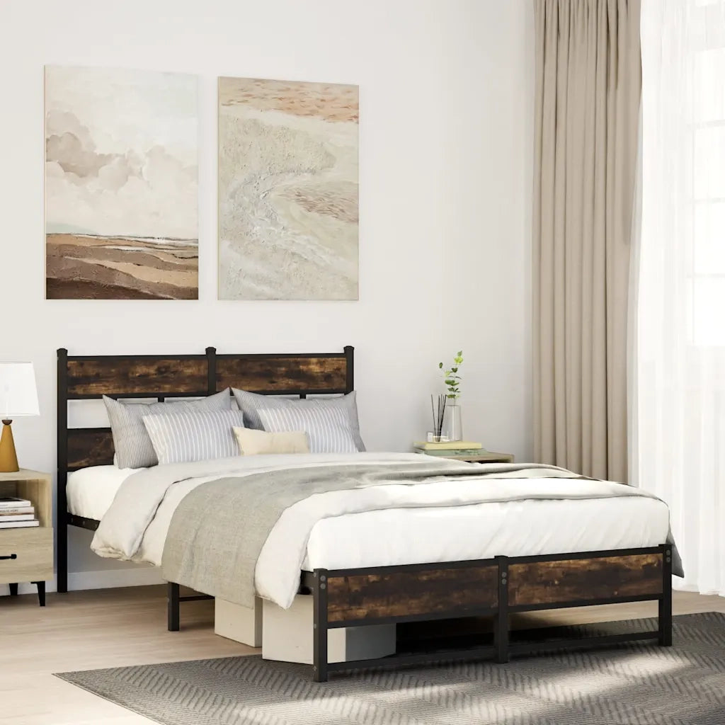 Giroletto senza Materasso in Metallo-Struttura Letto Rovere Fumo 120x200 cm 355754