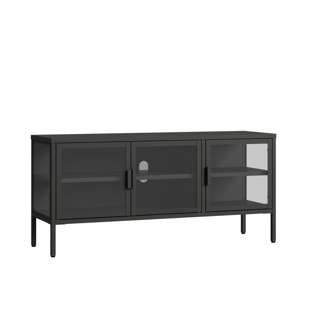 Armadietto con Vetrina Borshavisa Mobile TV con 3 Ante in Vetro 55x118x35 cm [en.casa]