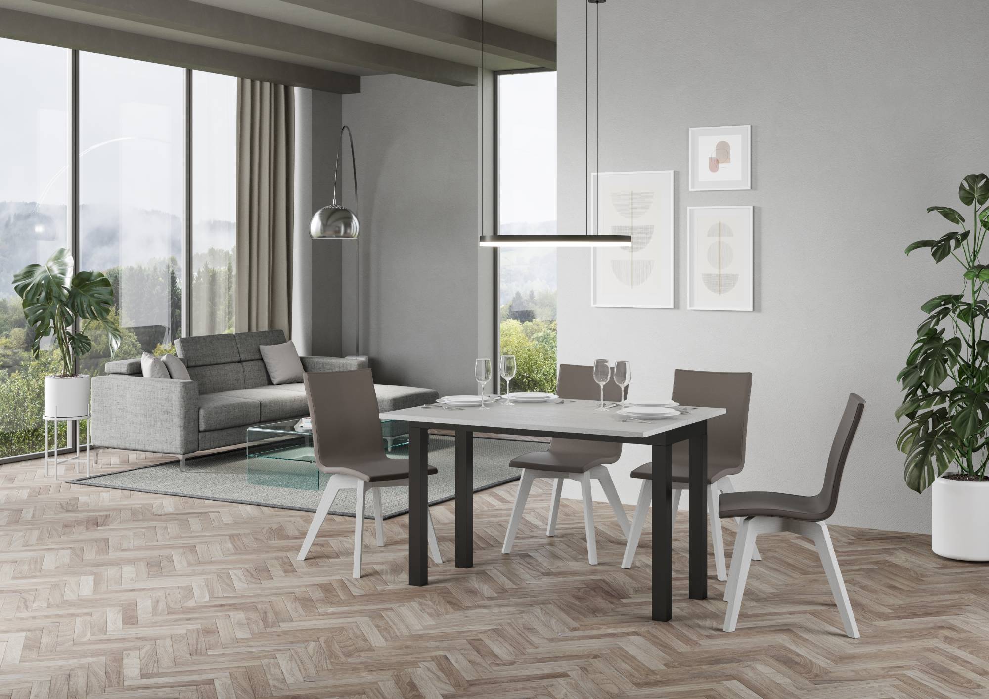 Tavolo Salvaspazio Allungabile 120/200x45/90x80/78 cm Everyday Double Bianco Frassino