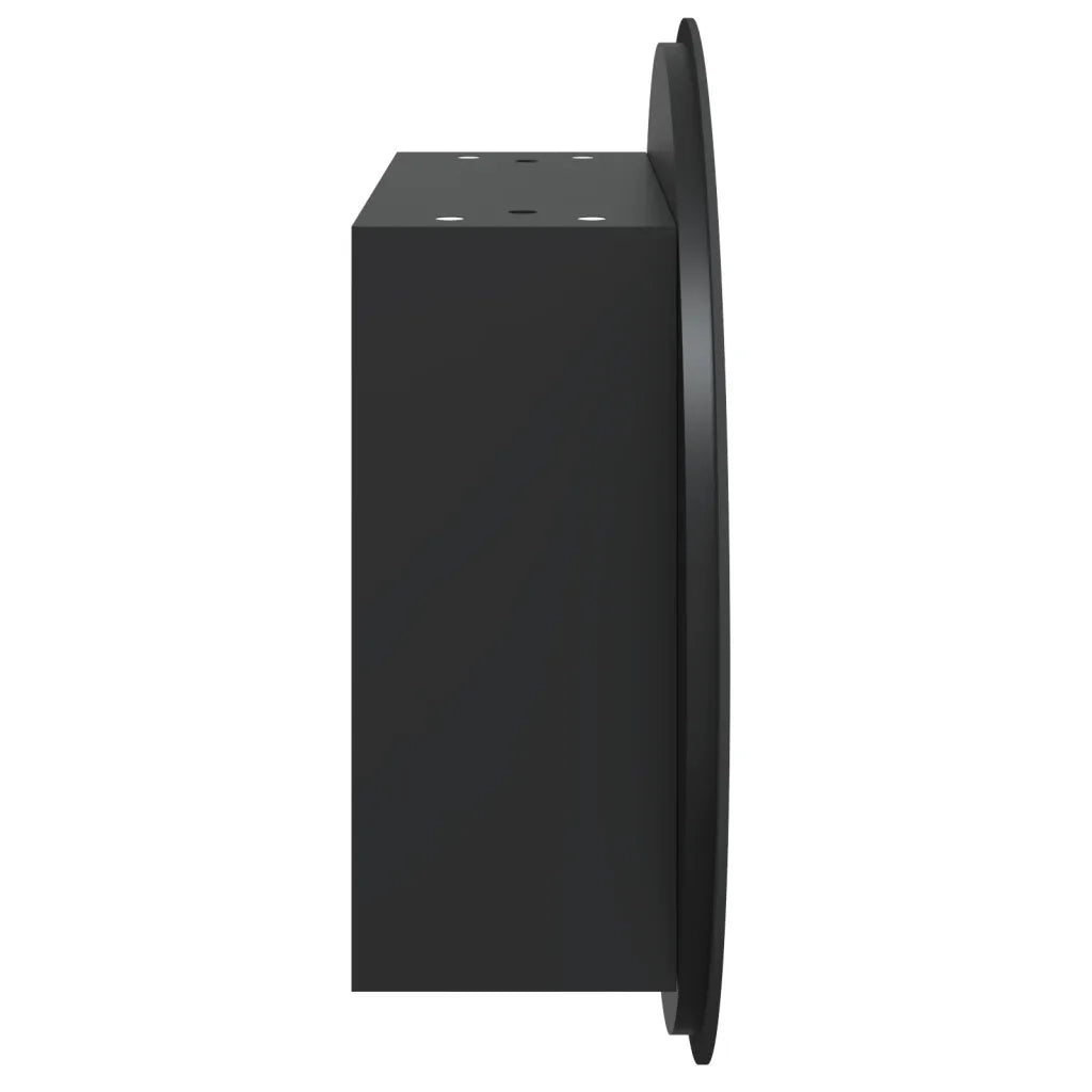 Armadio da Bagno con Specchio Rotondo e LED Nero 47x47x17,5 cm 345584