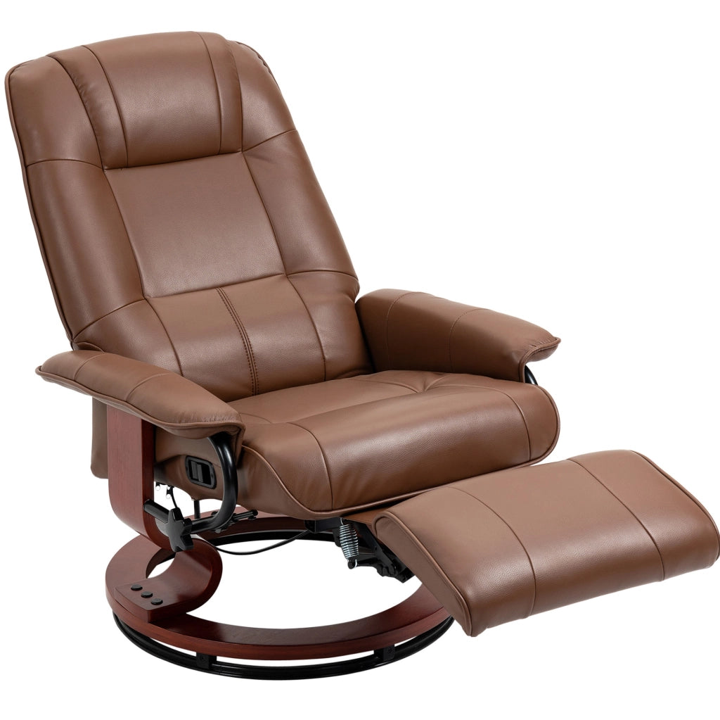 Poltrona relax girevole reclinabile 145° in similpelle marrone