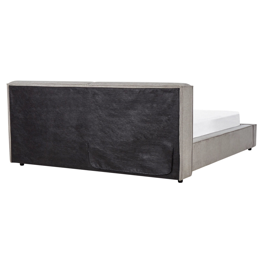 Letto matrimoniale in velluto a coste con struttura a doghe grigio 160 x 200 cm stile classico camera da letto