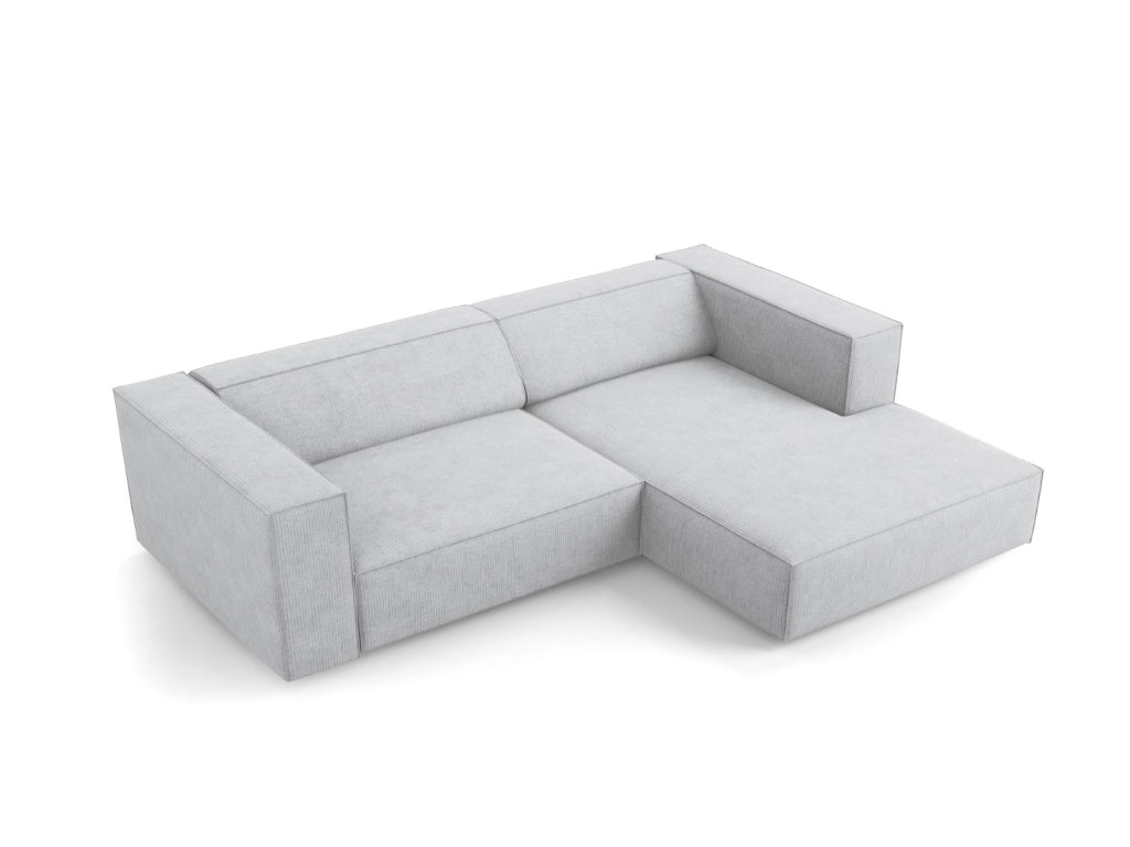 Cosmopolitan Design - Divano angolare destro "Arendal" 3 posti in ciniglia con effetto a coste grigio chiaro 