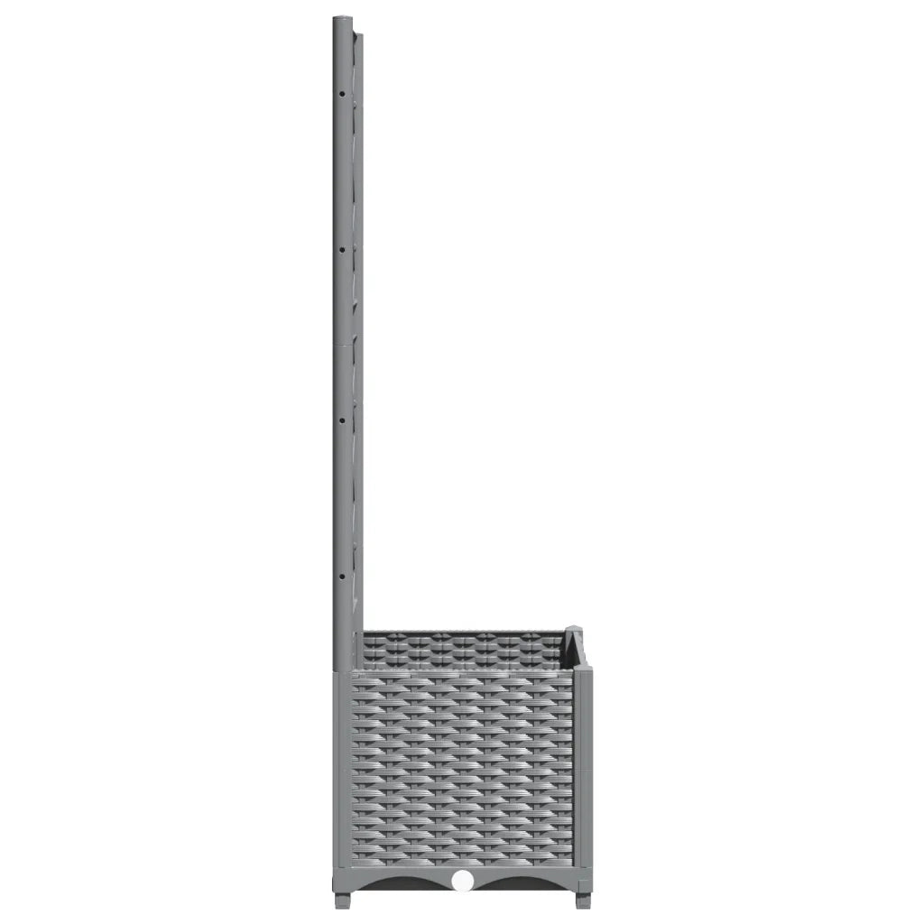 Fioriera da Giardino con Graticcio-Vaso da Esterno-Fioriera con Griglia Grigio Chiaro 40x40x136cm PP