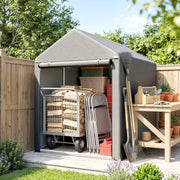 CASETTA DA GIARDINO con porta 120 x 179 x 165 cm Acciaio Grigio chiaro