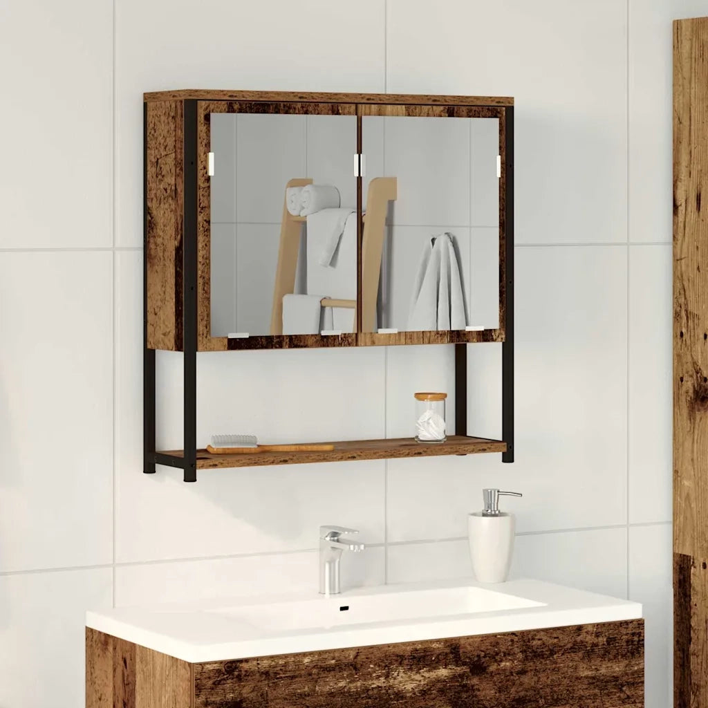 Mobiletto per specchio con porta Legno vecchio 60 x 16 x 60 cm 862223
