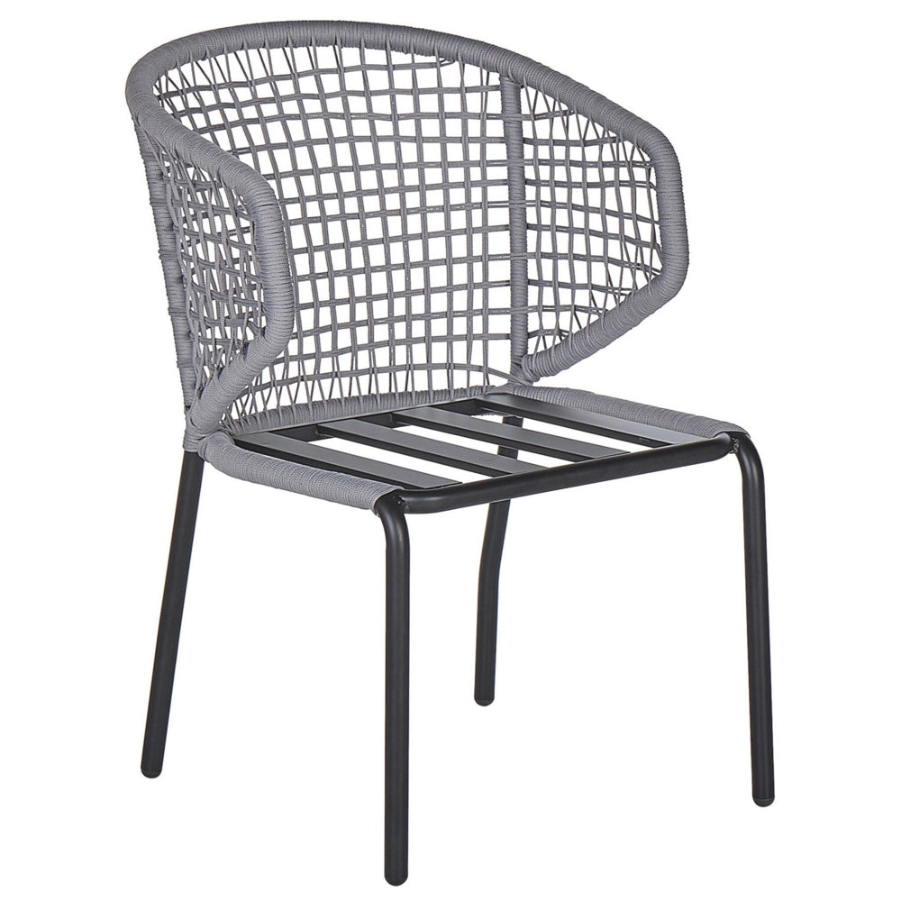 Set di 2 sedie da giardino cuscini grigi struttura in metallo Nero bistrot da esterno