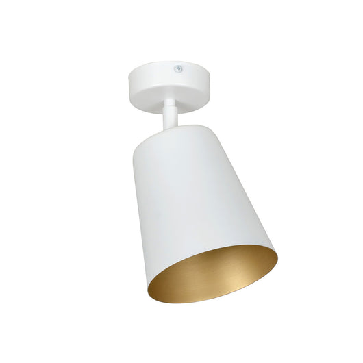 Faretto Spot 1 Luce Prism Con Cono In Acciaio Bianco E Oro Interno