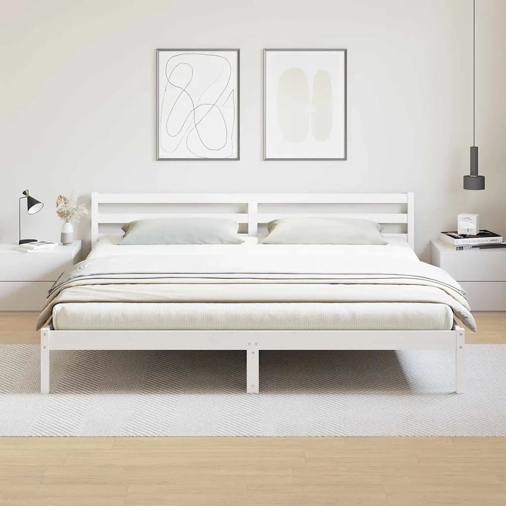 Struttura del letto con testiera Bianco 215,5 x 185,5 x 69,5 cm 869771