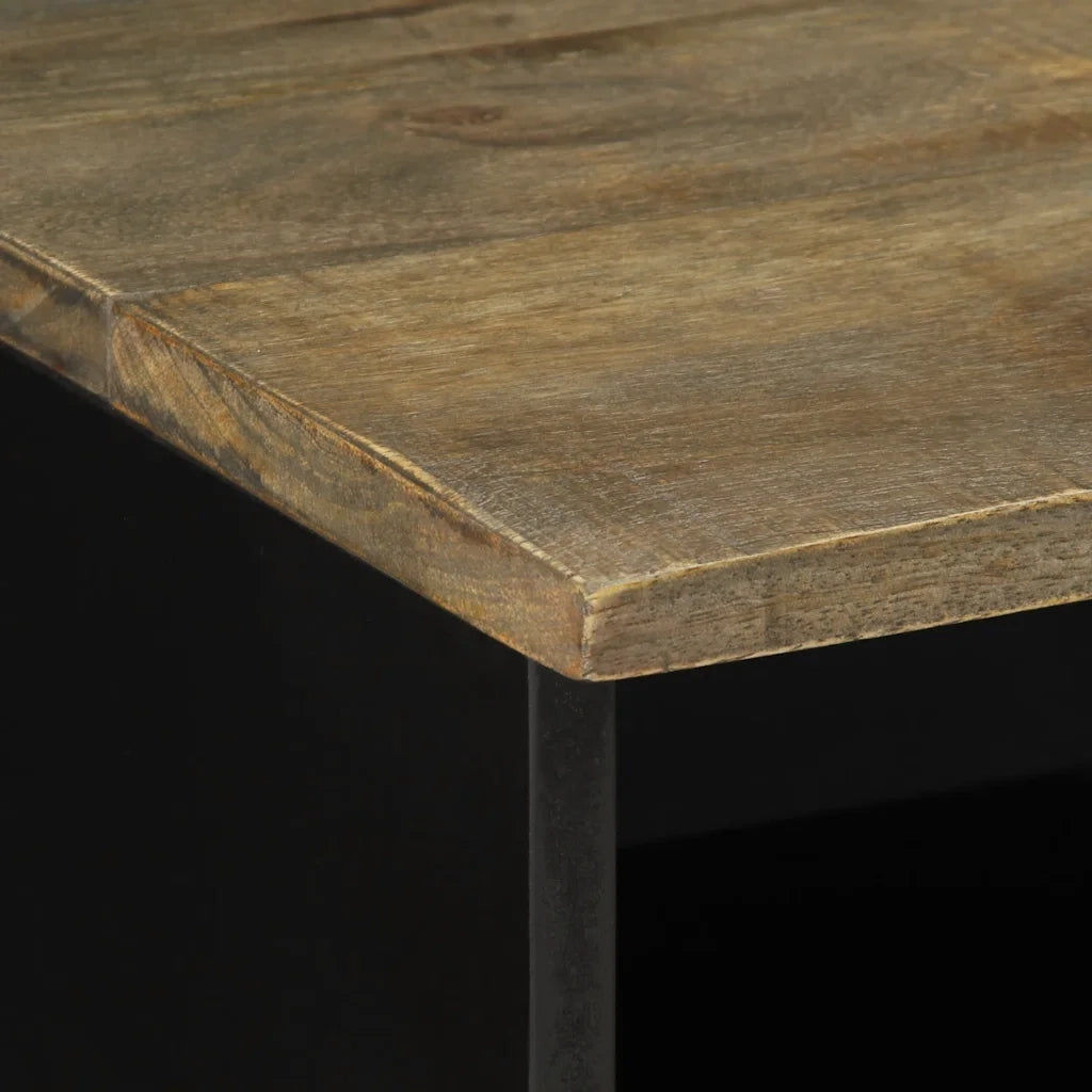 vidaXL Mobile Porta TV Nero 80x33x46 cm in Legno Massello di Mango