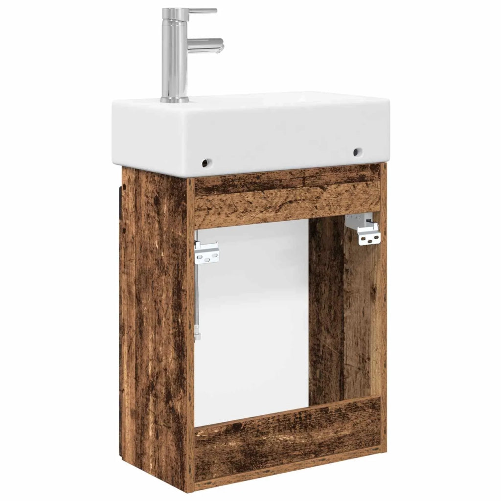 Mobile bagno con rubinetto Legno antico 45,5 x 25,5 x 84 cm 889499