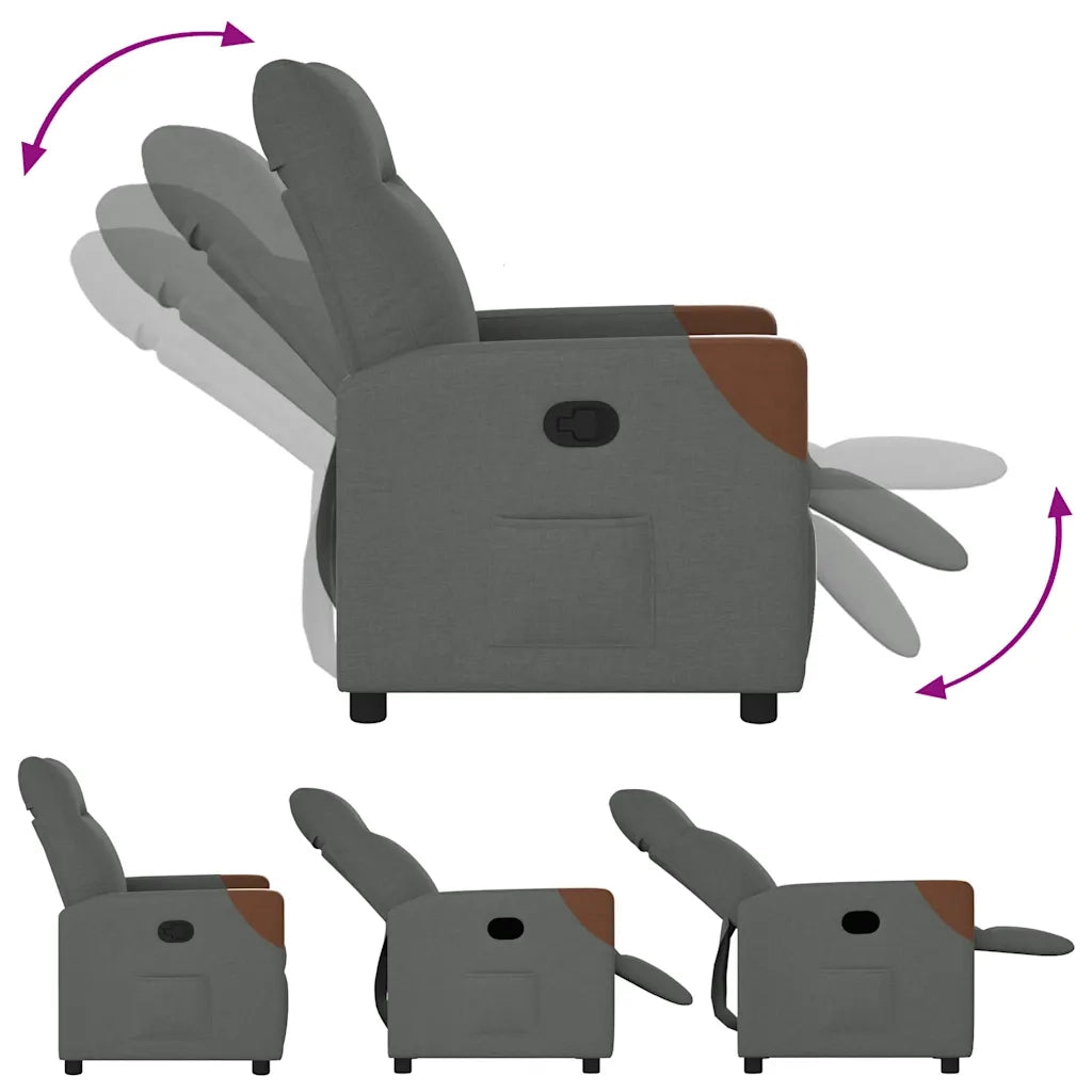 Poltrona | Sedia Relax reclinabile in tessuto grigio scuro