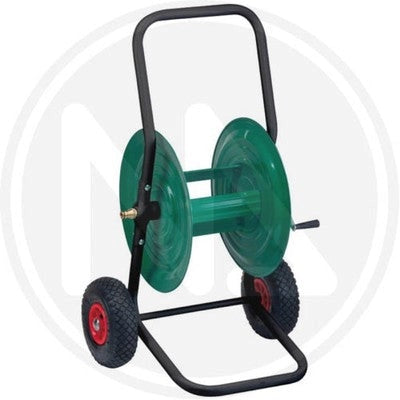 CARRELLO AVVOLGITUBO IN METALLO CON RUOTE PNEUMATICHE PER 80 MT. DI TUBO
