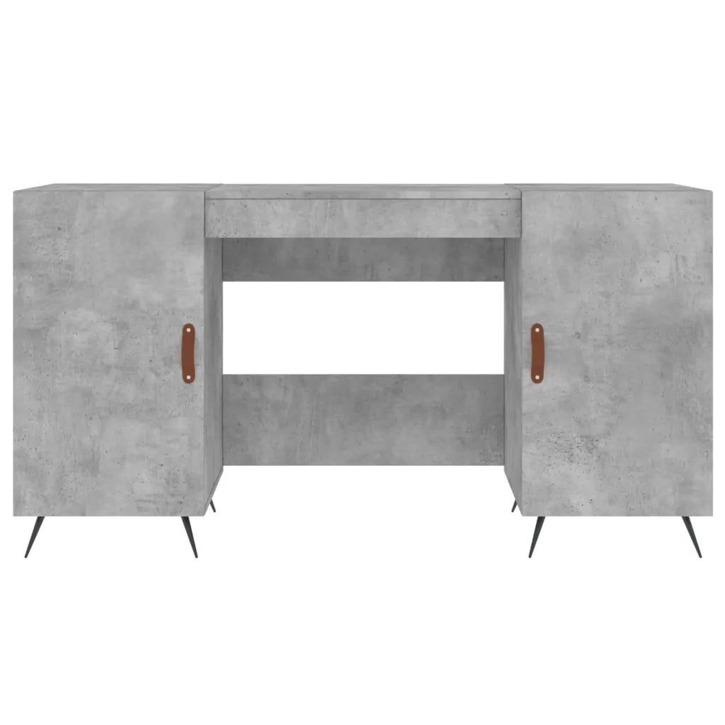 Scrivania | Tavolo da Ufficio Grigio Cemento 140x50x75 cm in Legno Multistrato