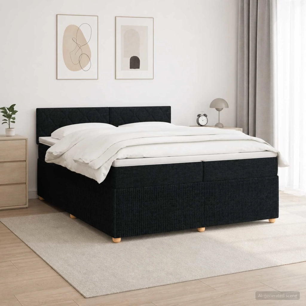 Letto box spring con materasso Nero 200 x 200 cm Tessuto 3453018