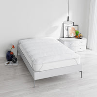Topper Trapuntato Imbottito Singolo con Elastici in Microfibra Bianco