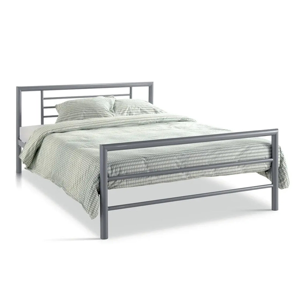 Letto ECHO - Letto matrimoniale in metallo 140x200 cm grigio brillante con rete inclusa