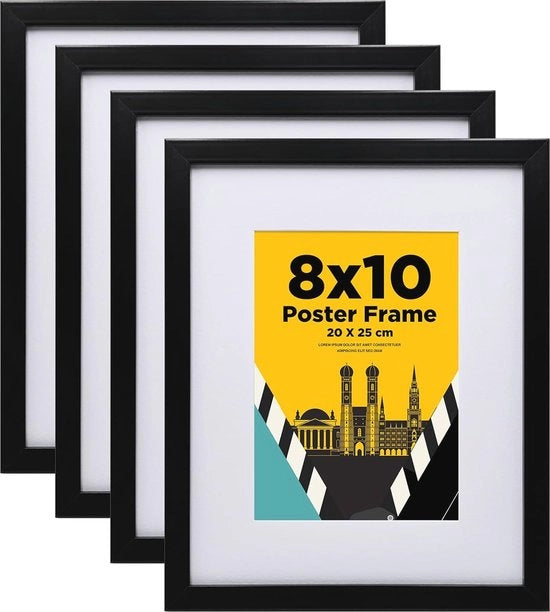 Set di supporti fotografici 20 x 25 cm da 4 - Composito in legno robusto con vetro reale - Ideale per la decorazione di parete o tavolo