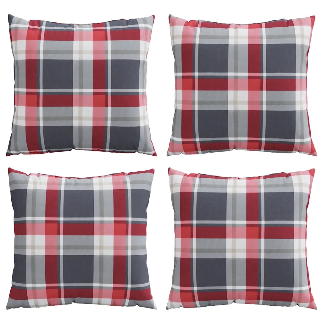 Cuscini per divano 4 pz Rossi a Quadri 60x60 cm in Tessuto 377797