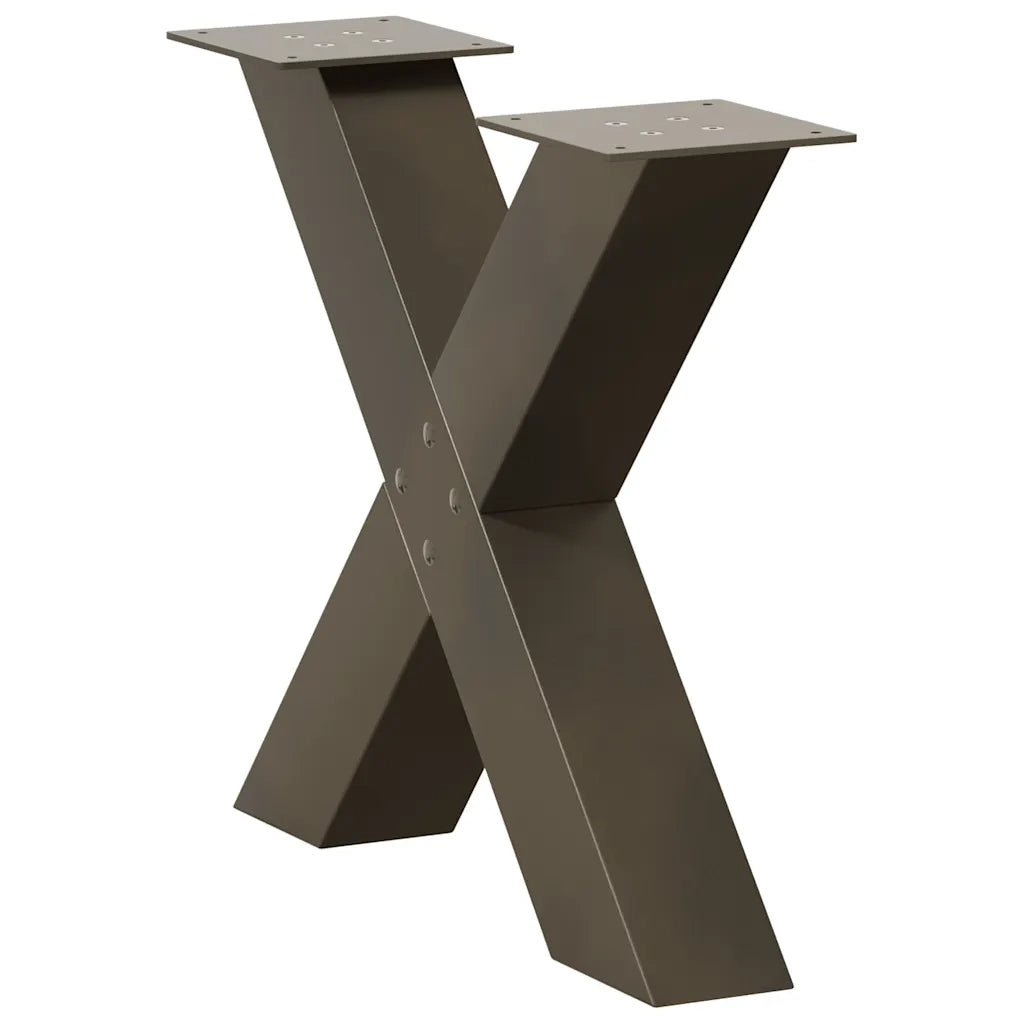 Gambe per Tavolino da Caffè a Forma di X 2 pz Acciaio Naturale 60x(42-43) cm Acciaio 4012963