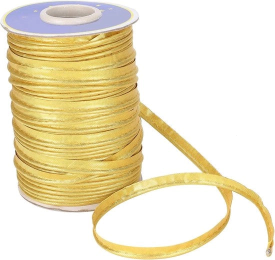 Nastro di Finizione Scintillante per Artigianato, Decorazione con Tessuto Intrecciato, Contenitore per Accessori da Sarto (Giallo Oro)