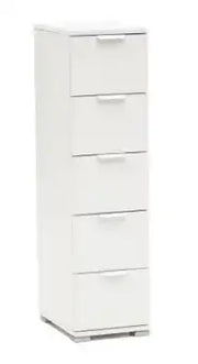 Cassettiera 5 cassetti bianco già montato L27 H103 P38