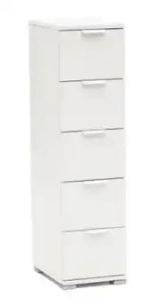 Cassettiera 5 cassetti bianco già montato L27 H103 P38
