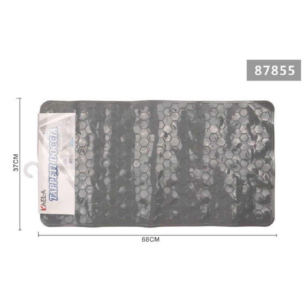 Trade Shop - Tappeto Antiscivolo Rettangolare Per Bagno Doccia Nido Ape Grigio 37x68cm 87855 -
