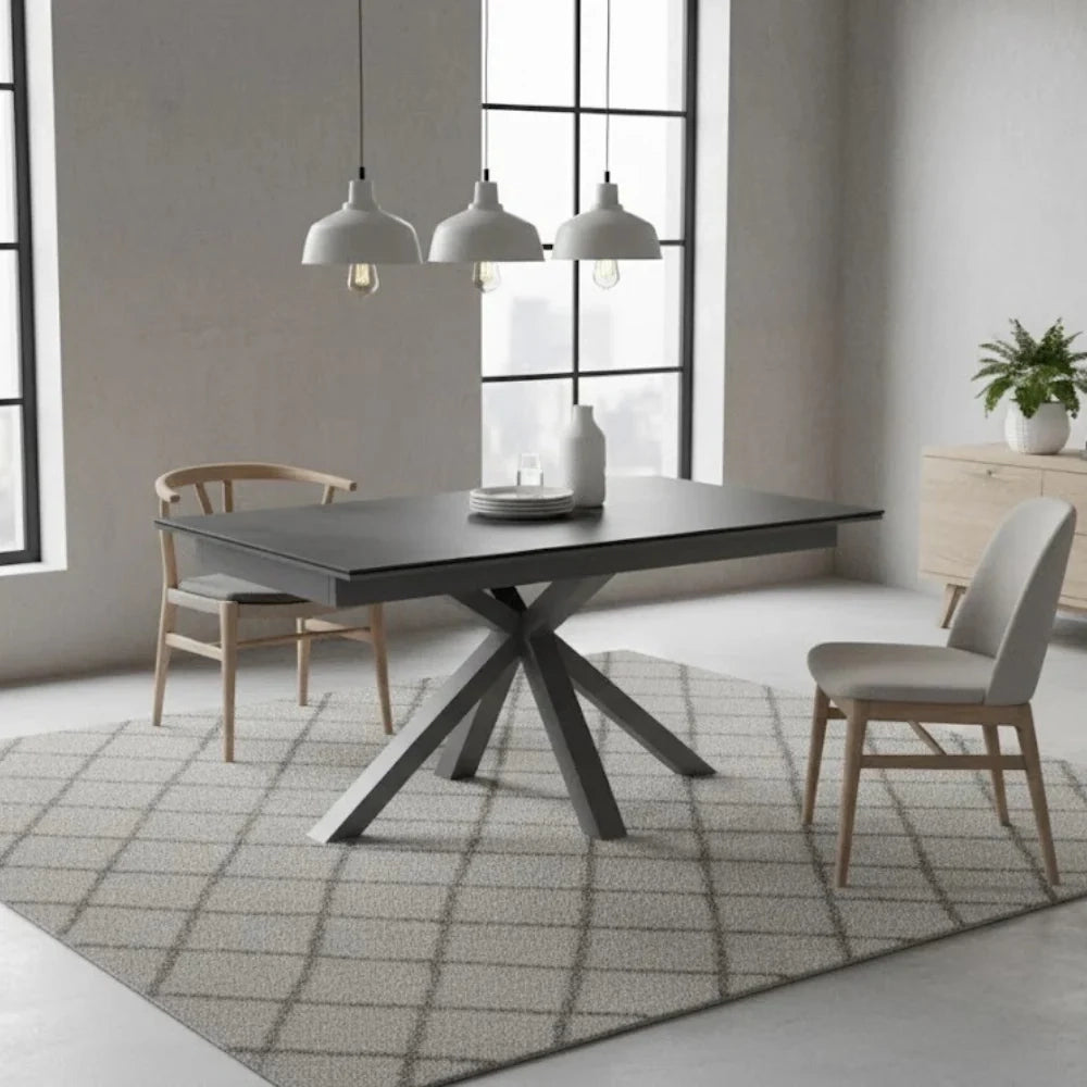 Tavolo da pranzo allungabile in ceramica grigio Guernica 160-240x90 cm fino a 10 posti | Duzzle