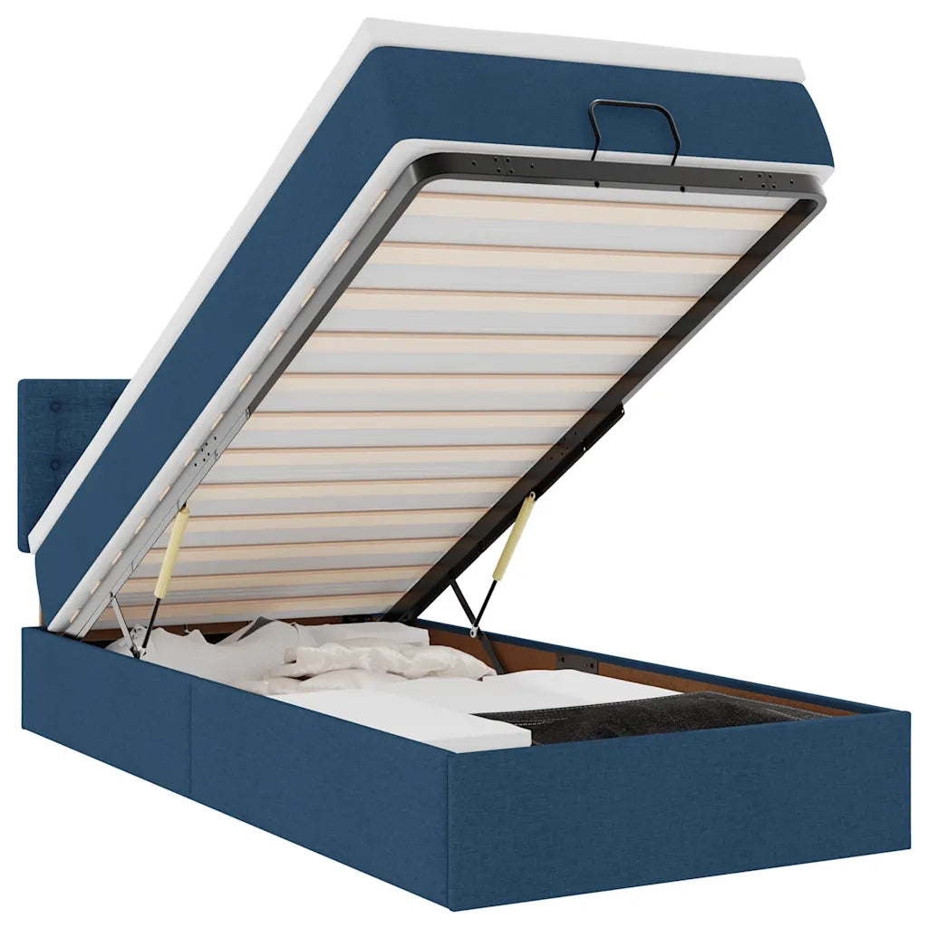 vidaXL Pouf Letto con Materasso e LED Blu 100x200 cm in Tessuto