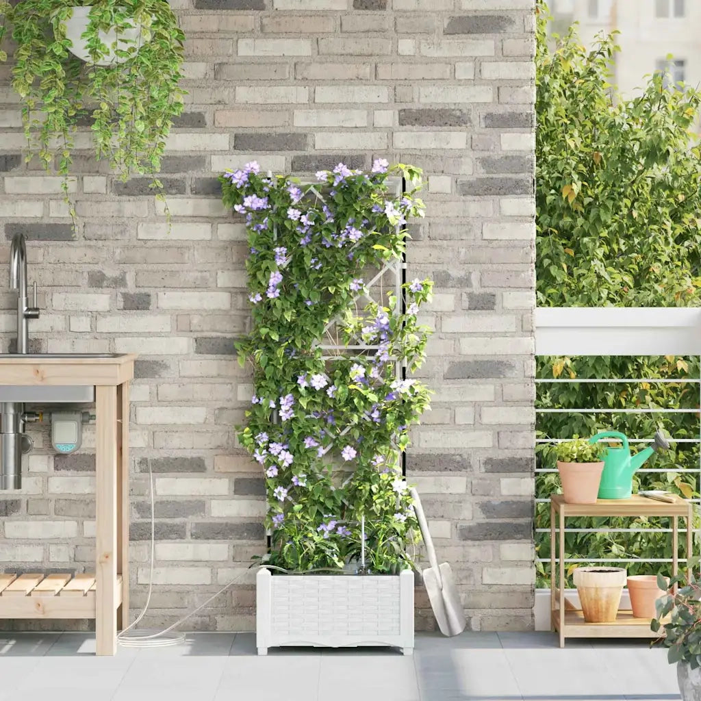Vaso da giardino Bianco 40 x 40 x 126 cm Plastica 42002916