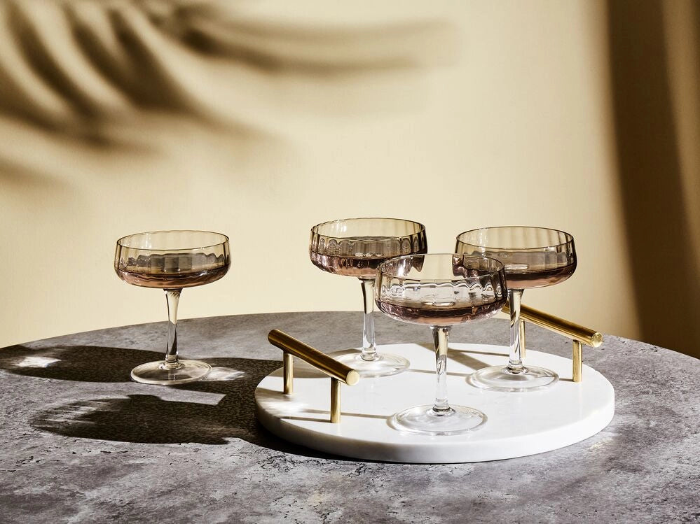 Set di 4 coppe da champagne grigi soffiati a mano da 17 cl aperitivo brindisi