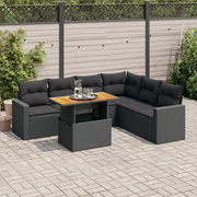 Set Divani da Giardino con Cuscini 7pz Nero Polyrattan