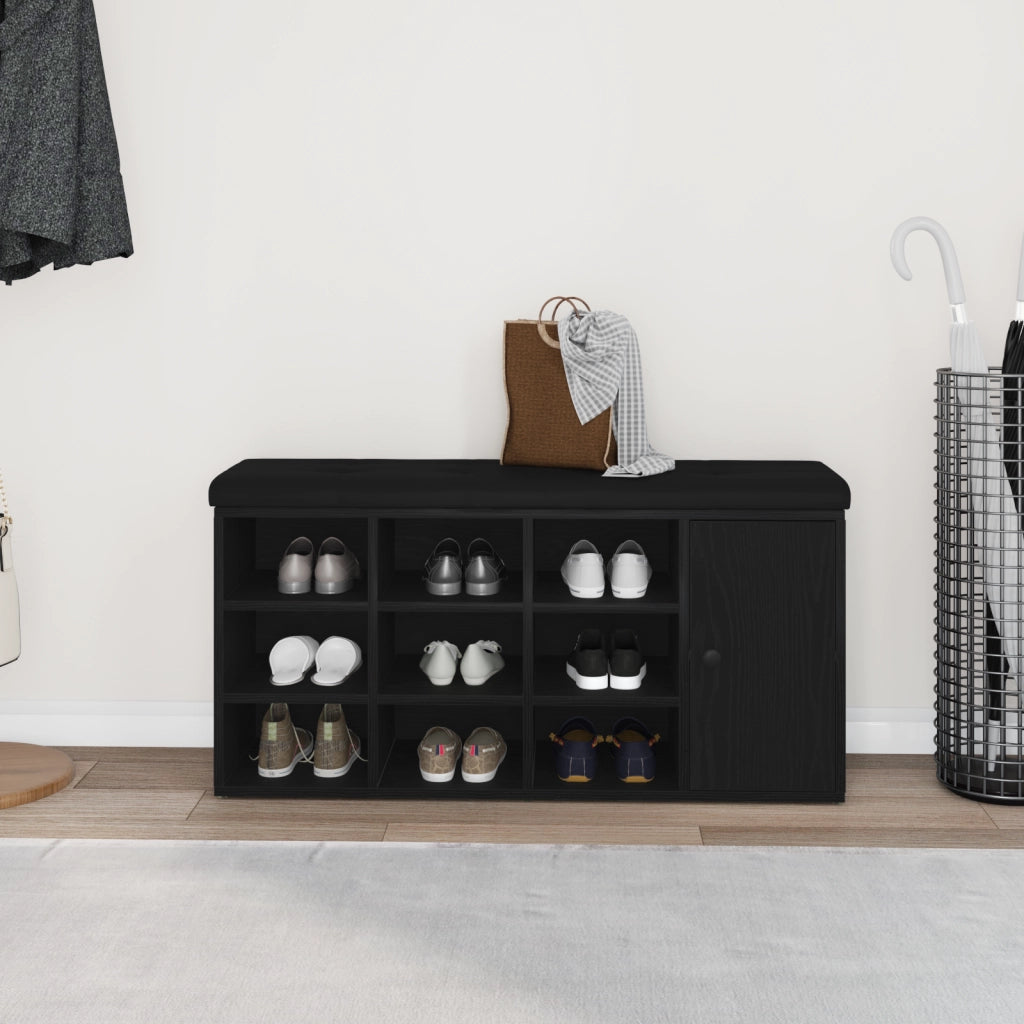 panchina da stoccaggio  Nero Rovere 100x30x48 cm Legno ingegnerizzato