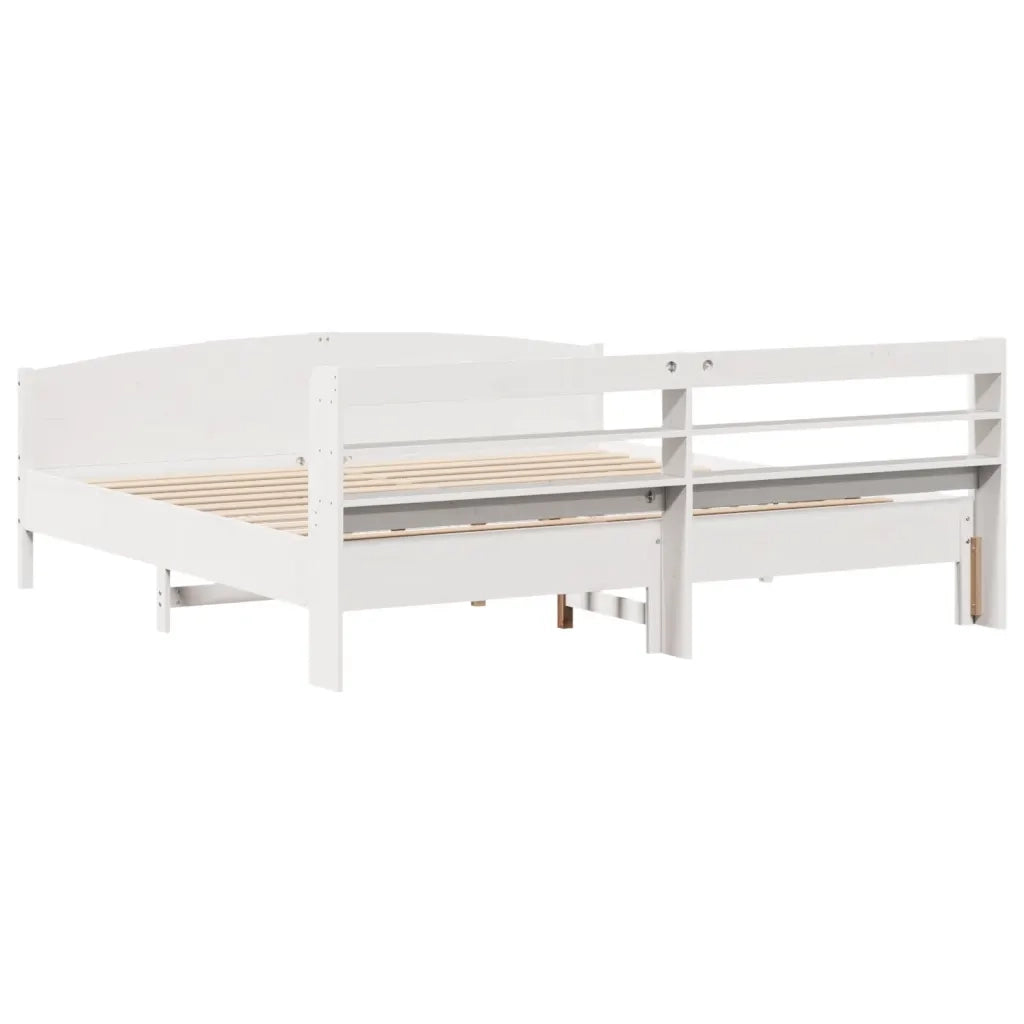 Letto matrimoniale | Letto per adulti | Giroletto senza Materasso Bianco 200x200 cm Legno Massello Pino