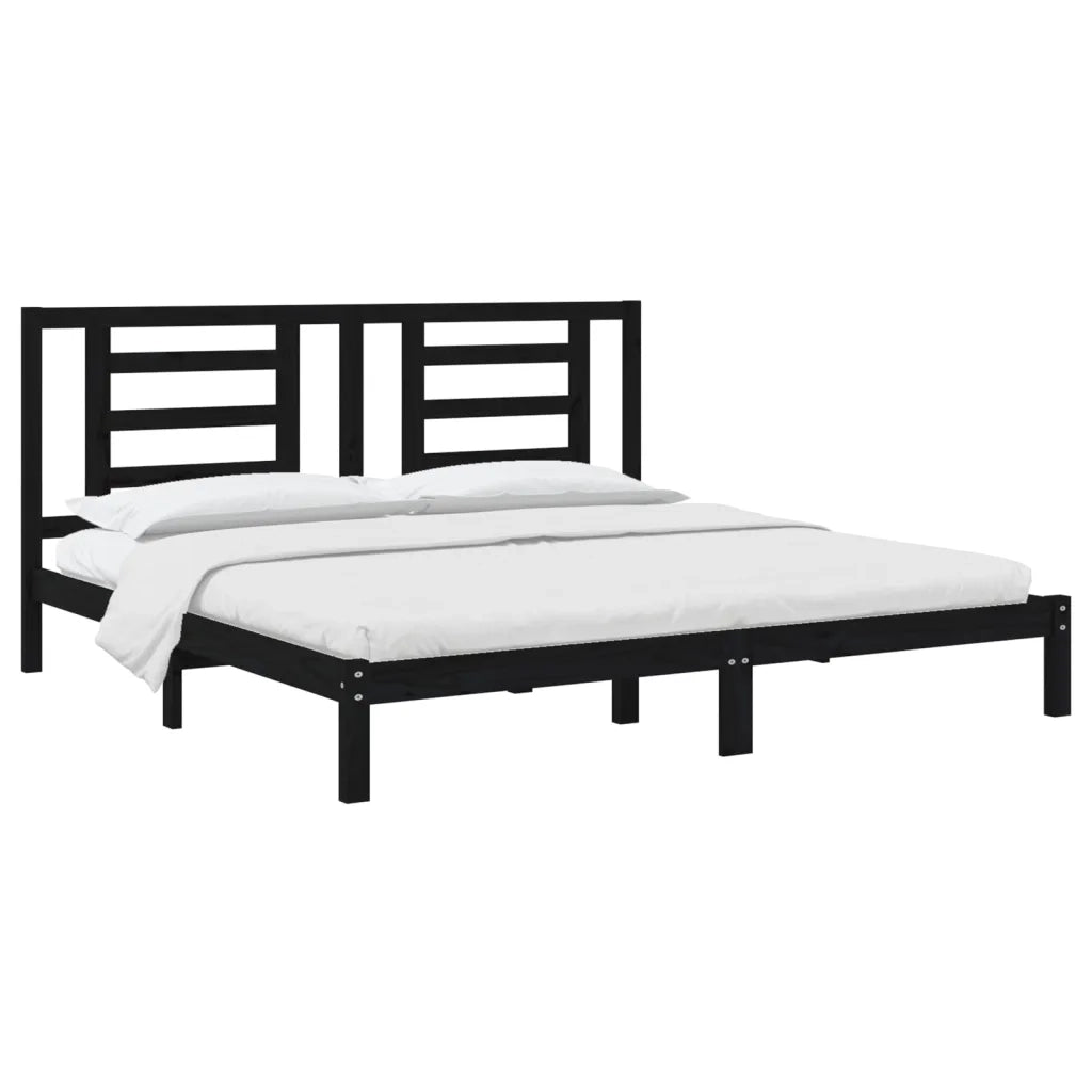 Giroletto Nero in Legno Massello di Pino 200x200 cm 3104372
