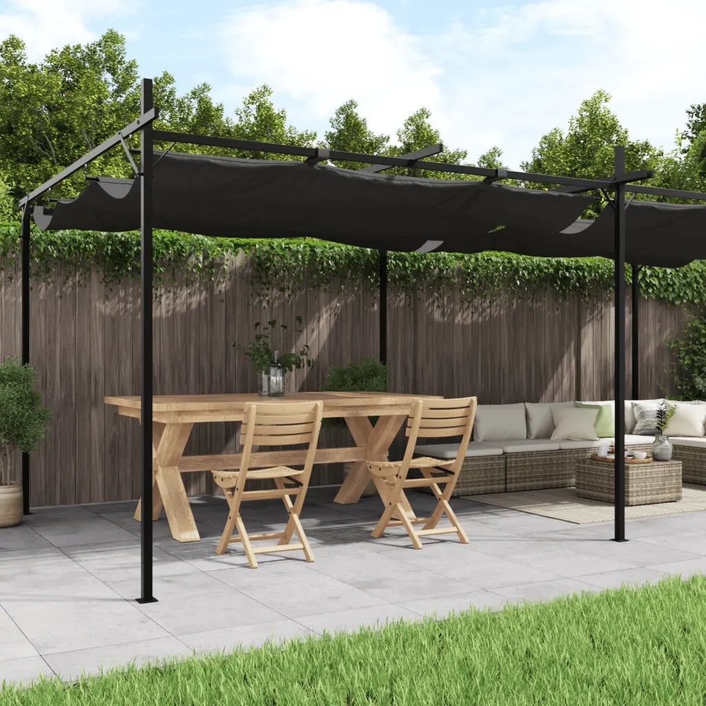 Pergola con Tetto Retrattile Antracite 589x292x230 cmcod mxl 131743